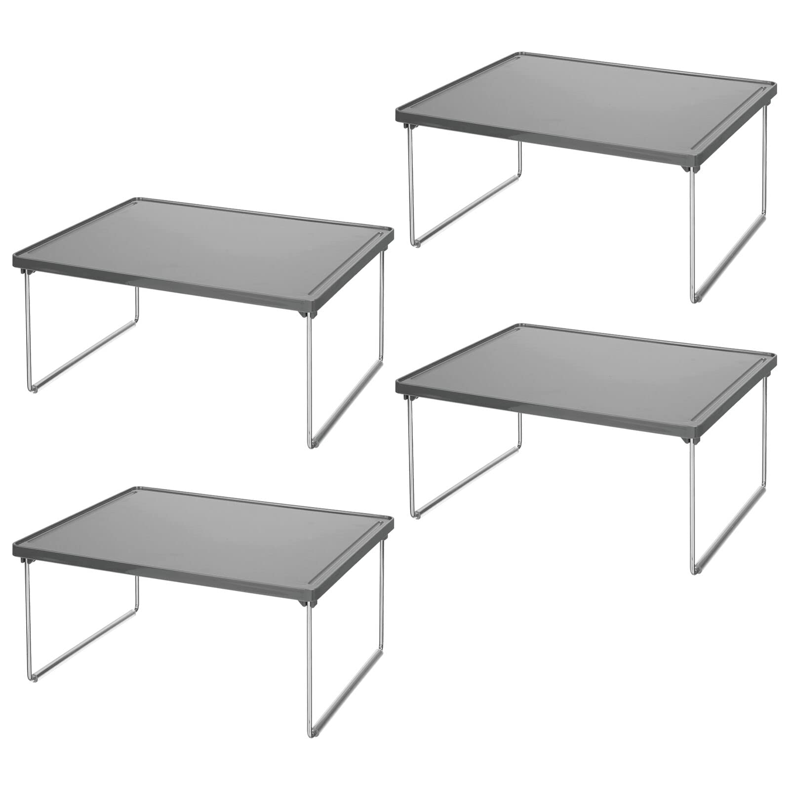 mDesign Juego de 4 estantes adicionales para ropa – Balda auxiliar de metal y plástico para sumar espacio de almacenaje en armarios – También útil como organizador de armarios de cocina – gris pizarra