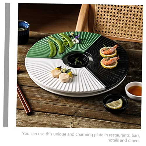 Plato de cerámica japonesa forma abanico para sushi miniatura 6