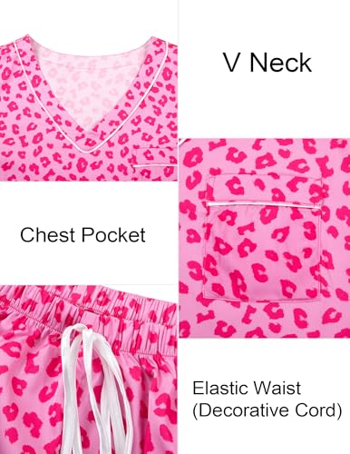 Image of ASTANFY Valentines Day Pajamas Women 2 Piece Silk Valentine Pjs Cute Heart Pajamas V Neck Satin Sleepwear Loungewear Set