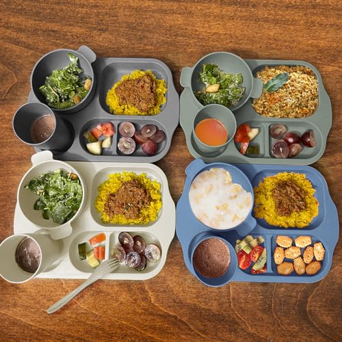 shopwithgreen Wheat Straw Dinnerware Cutlery Set, 20 PCS Kids Toddlers Divided Plates and Bowls Sets, Microwave Unbreakable Tableware Spoon Knife Cup, Dishwasher Safe for Kitchen Picnic School - image 7
