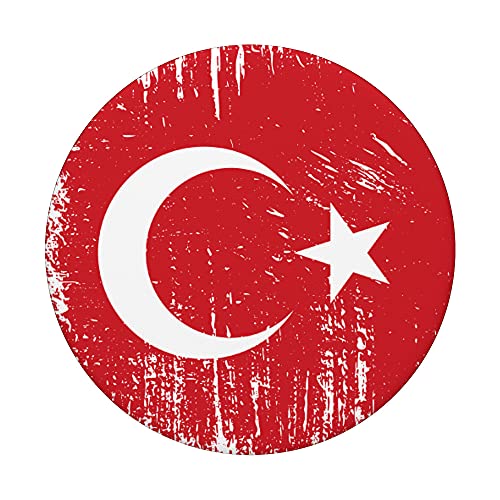 Turkish Vintage Banner Fan Turkey Flag Retro Türkiye PopSockets Swappable PopGrip, Black - Image 3