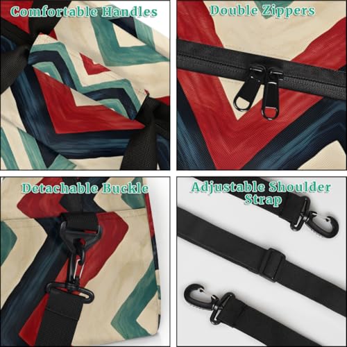 Herringbone Stripe Print Gym Travel Duffle Bag for Women & Men with Front Zipper Pocket for Sports, Overnight, Weekender, Carry On,Workout & Dance Bag,Geometric Pattern,18.9 * 8.7 * 10.6 in4