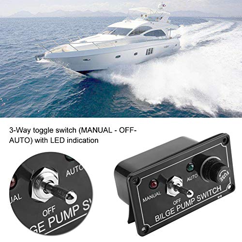 Image of Marine Bilge Pump Switch Panel 12V DC with LED Indicator 3-Way Toggle Manual Off Auto for Boat Yacht ATV Fuse Protection