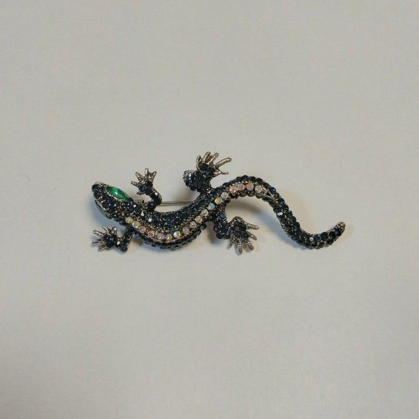 65 ブローチシリーズブルー系トカゲさん　ハンドメイド　ピアスorイヤリング 65 ブローチシリーズブルー系トカゲさん ハンドメイド ピアスor