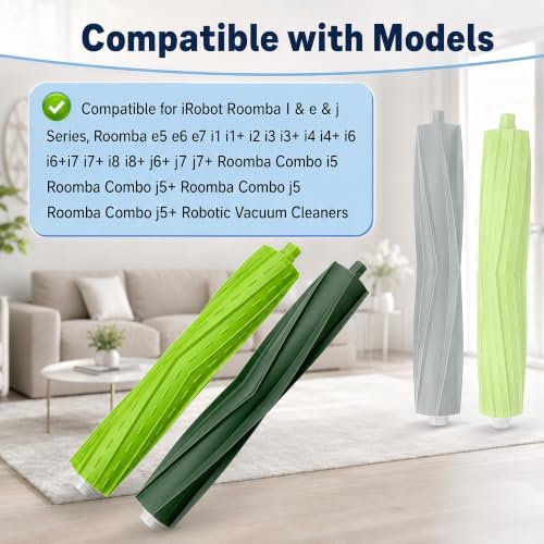 Image of Replacement Rubber Roller Brushes Compatible with iRobot Roomba E & I &J Series e5 e6 e7 i1 i1+ i2 i3 i3+ i4 i4+ i6 i6+i7 i7+ i8 i8+ j6+ j7 j7+, Combo i5 i5+j5 j5+ Vacuum Cleaner 4Set
