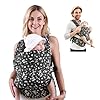 FRUITEAM Baby Carrier, Toddler Carrier with Adjustable Seat Size, Comfortable & Ergonomic Baby Carrier Newborn (7-25 LBS), Easy to Wear, Travel and Hiking Friendly (Black Floral)