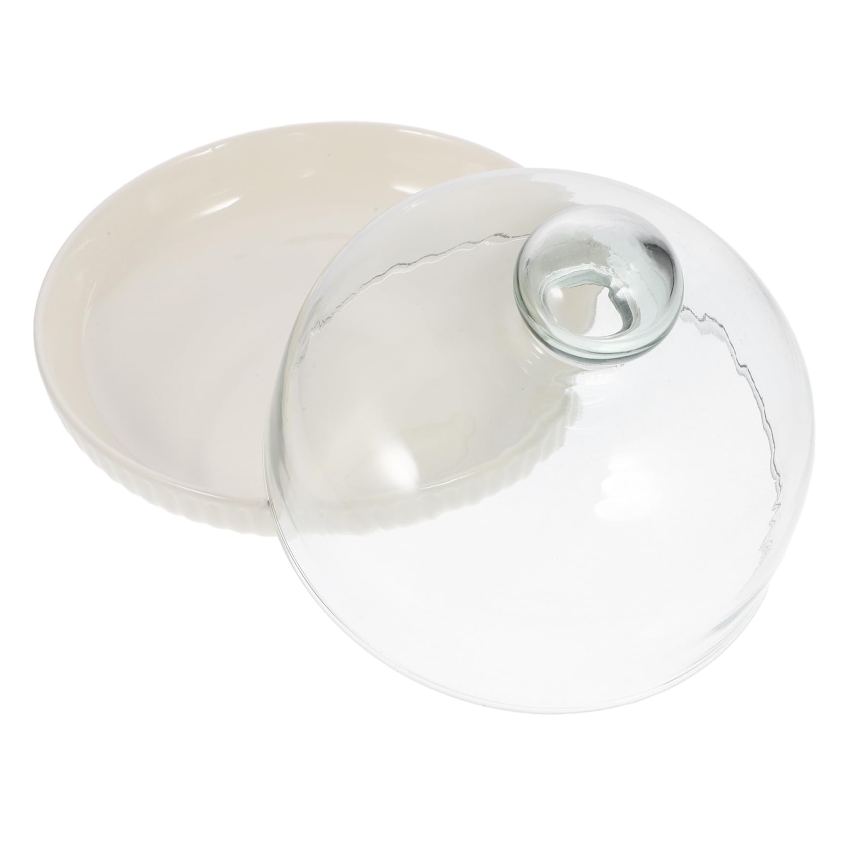 Toyvian Minimalistisches Desserttablett Eleganter Tortenständer mit Deckel mit Glasglocke aus Keramik Vielseitig und Praktisch für Hochzeiten und Partys