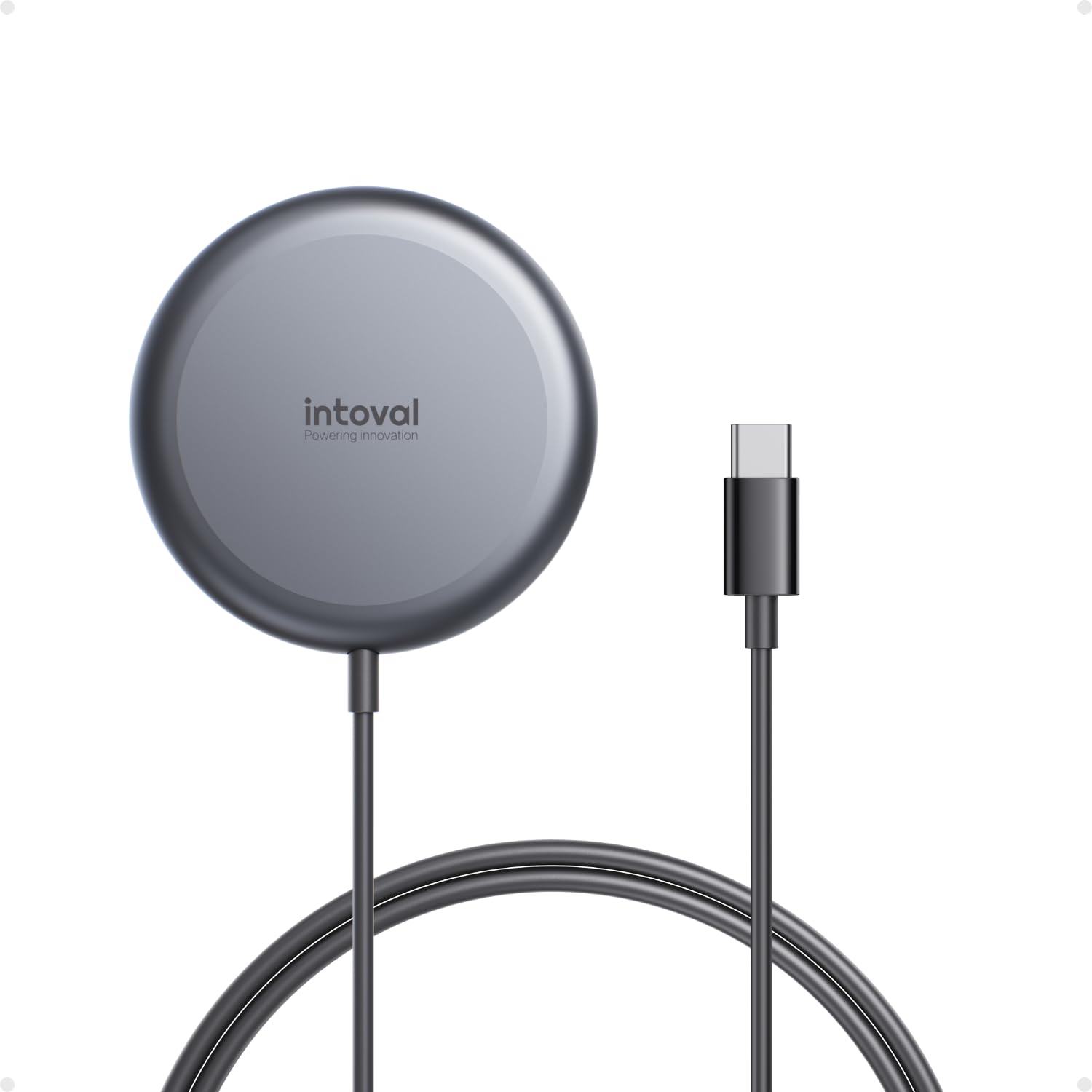 Intoval Qi2 Magnetic Wireless Charger - 15W Fast Charging Pad Ultra-Slim Portable Design Compatible with iPhone 16 15