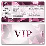 inkl. Druck Ihrer Texte (20 x) Einladungskarten Geburtstag VIP Party Edel Pink Lila Ticket Einladungen