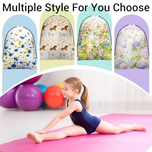 Image of Grip Bag for Gymnast Horse Floral Vintage Gymnastics Drawstring Bag for Travel
