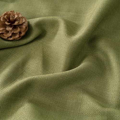 Image of LAMIT Moss Green Linen Curtains 63 Inch Length 2 Panels Set, Grommet Thick Linen Bedroom Light Filtering Drapes Privacy Window Curtains for Farmhouse /Living Room, 52 x 63 Inch