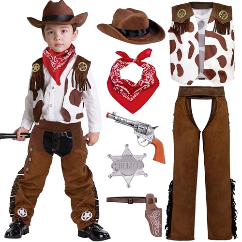 Spooktacular Creations Cowboy Costume Deluxe Set for Kids Halloween Party Dress Up,Role Play and Cosplay (Large ( 10- 12 yrs))