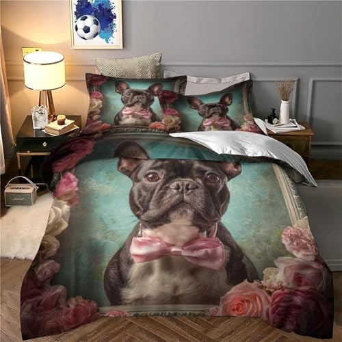 Housse de couette Bouledogue français 135x200 microfilbre - 6