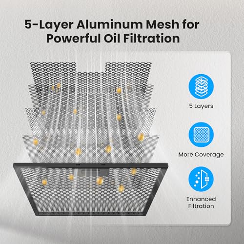 Image of VIKIO HOME 30 Inch Under Cabinet Range Hood 900 CFM, Dual Motor Powerful Kitchen Vent Hood, Gesture & Touch Control, Ultra Quiet DC Motor, Dishwasher-Safe Filters, LED Lights, Black