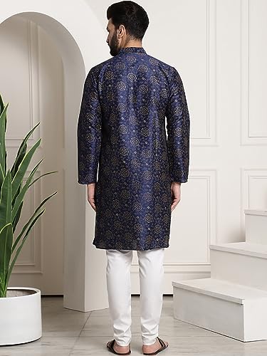 Image of SOJANYA (Since 1958 Men's Silk Blend Printed Kurta and Churidar Pyjama Set