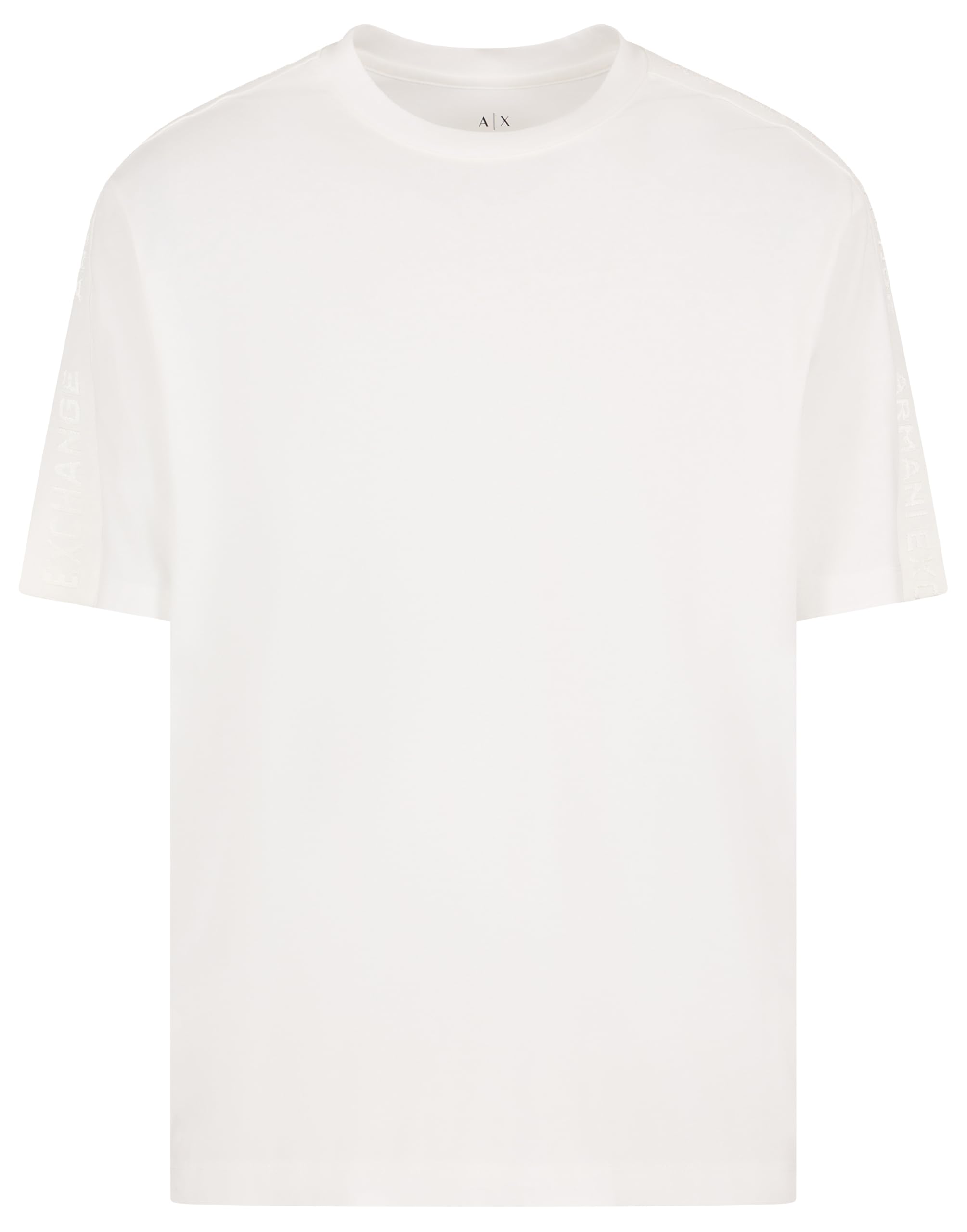 Armani Exchange Men's Off-White The Grid, Sustainable, Logo Tape T-Shirt, Off White, Xs