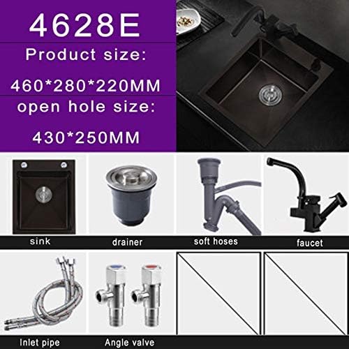 Black Nano Bar Hand Sink Small Sink Single 304 Stainless Steel Kitchen Balcony Mini Wash Basin Above Counter Or Undermount (4628d) (4628e)