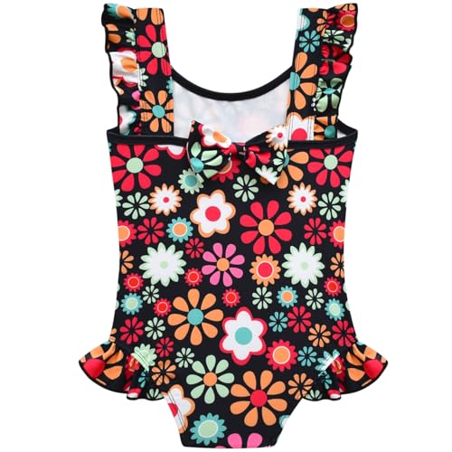 Little Girls Hippiie Swimsuit 60s 70s Floral One Piece Kids Swimwear Summer Swimming Bathing Suit2