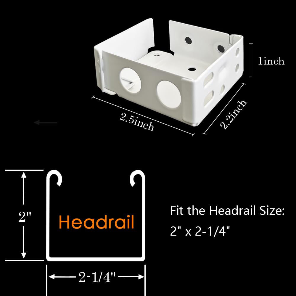 2PCS Mini Blind Brackets, Metal Window Blind Brackets, 2 inch White Window Blinds Headrail Holder Bracket for High Profile Blinds