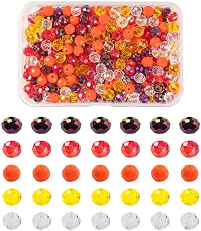 PandaHall 150pcs 10mm Faceted Crystal Glass Beads 10 Colors Rondelle Briolette Spacer Beads for DIY Jewelry Making