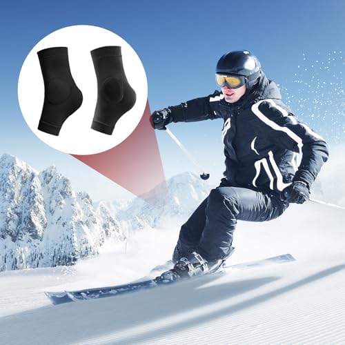 Sekonow 2 Pairs Ankle Protector Gel Sleeves, Malleolar Padded Skate Socks with Silicone Pads for Figure Skating, Roller, Hockey, Boots, Brace, Splints, Shoes, Ankle Support Cushion, Black — view 6
