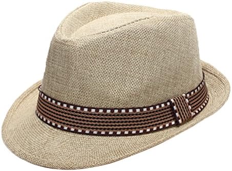 EachEver Kid Boys Fedora Hat Jazz Cap Cotton Photography Trilby Top Sun Hats Beige