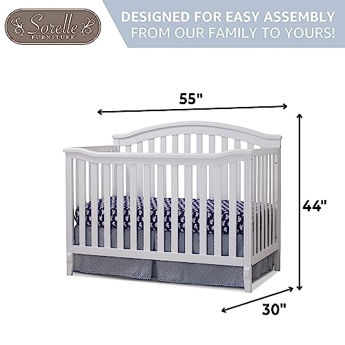 Image of Sorelle Furniture Berkley Crib, Classic 4-in-1 Convertible Crib, Made of Wood, Non-Toxic Finish, Wooden Baby Bed, Toddler Bed, Child's Daybed and Full-Size Bed, Nursery Furniture - White