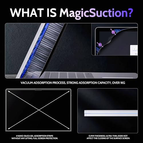 Image of Peslv Privacy Screen for 13.5 Inch Surface Book 3 /2 /1, MagicSuction Removable Anti Spy Black Protector, Glare Blue Light Filter for Microsoft Laptop Computer Monitor