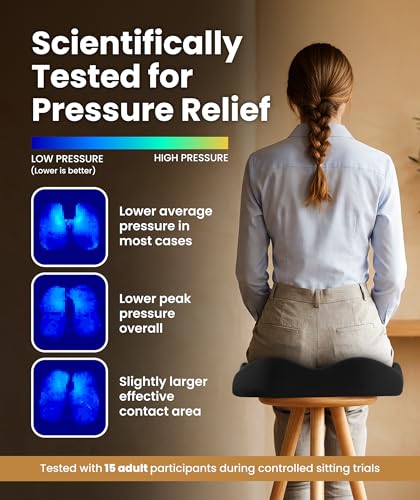 Image of Everlasting Comfort Doctor Recommended Memory Foam Seat Cushion for Office Chairs & Car - Ergonomic Office Desk Accessories - Cushions for Tailbone Pain Relief, Sciatica (Dark Gray, Large)