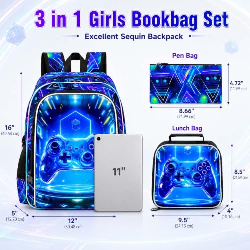 Image of UFNDC 3PCS Boys Backpack,16 inchKids Dinosaur Bookbag with Lunch Box, School Bag for Elementary Toddler