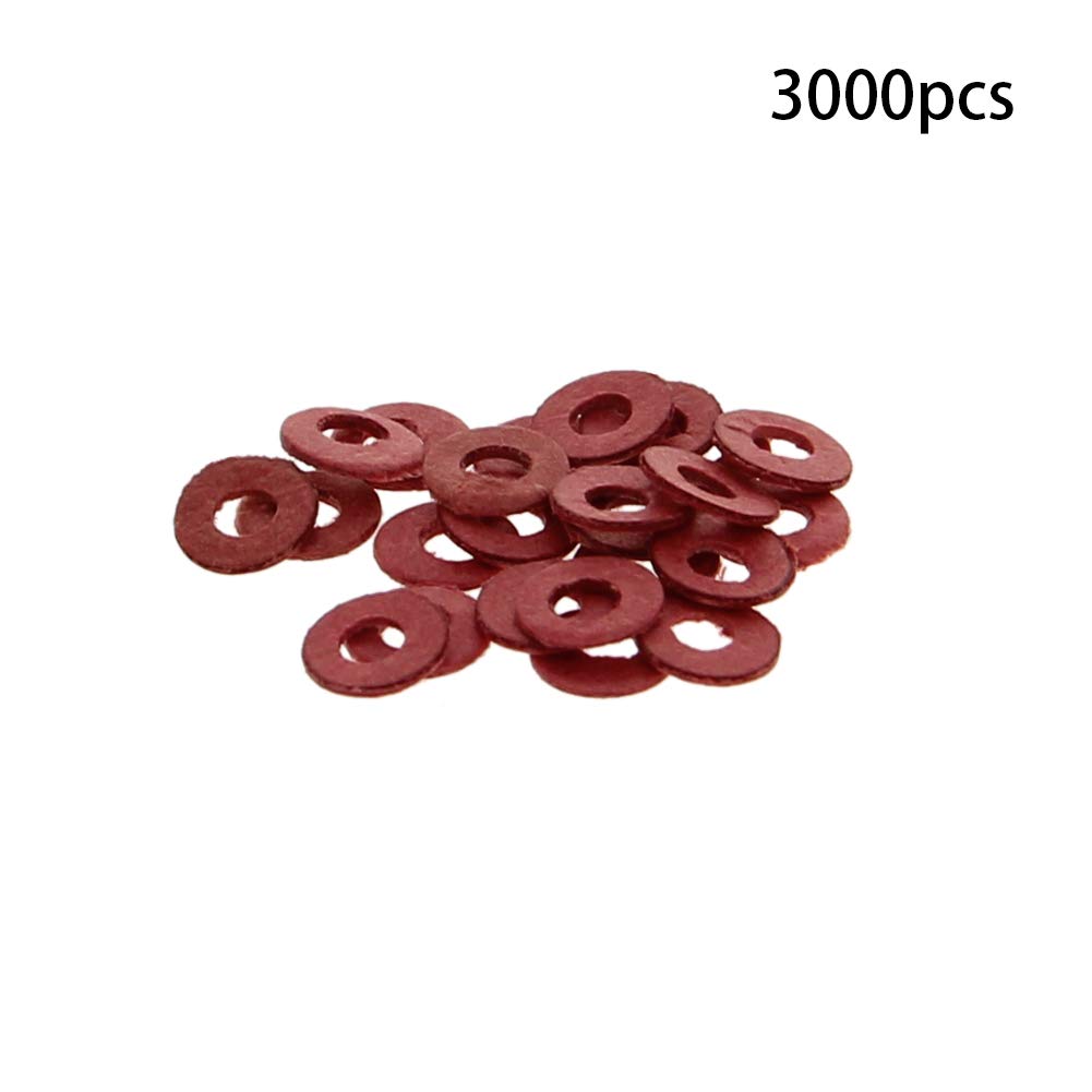 MroMax 3000PCS Insulating Washer M2.5 Red Vulcanized Fiber Washer 0.22" x 0.1" x 0.02" Insulation Gasket for Motherboard