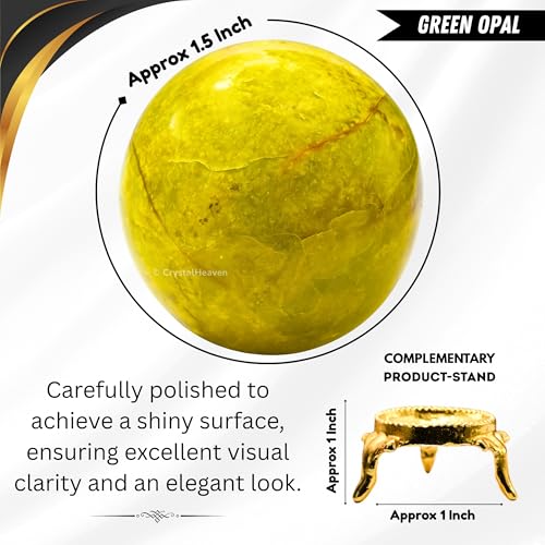 Image of Certified Green Opal Crystal Ball for Meditation - Premium Crystal Vastu Items for Home and Feng Shui Items for Good Luck - Ideal for Pooja Supplies and Spiritual Practices (1.5 inch Inch)