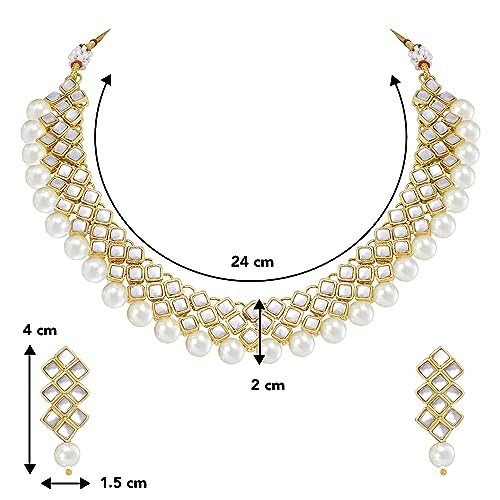 Image of Peora Kundan Faux Pearl Necklace & Jewelry Set Gift for Women