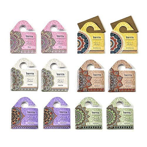Karma Scents Set of 12 Wooden Board Sachets - Naturally Scented and Long-Lasting