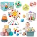 Plunack 6 in 1 Montessori Baby Toys for 6-12 Months — Stacking Blocks & Rings, Pull String, Suction Cup Spinner, Matching Eggs Shape Sorter & Sensory Bin, Infant Developmental Gift Set
