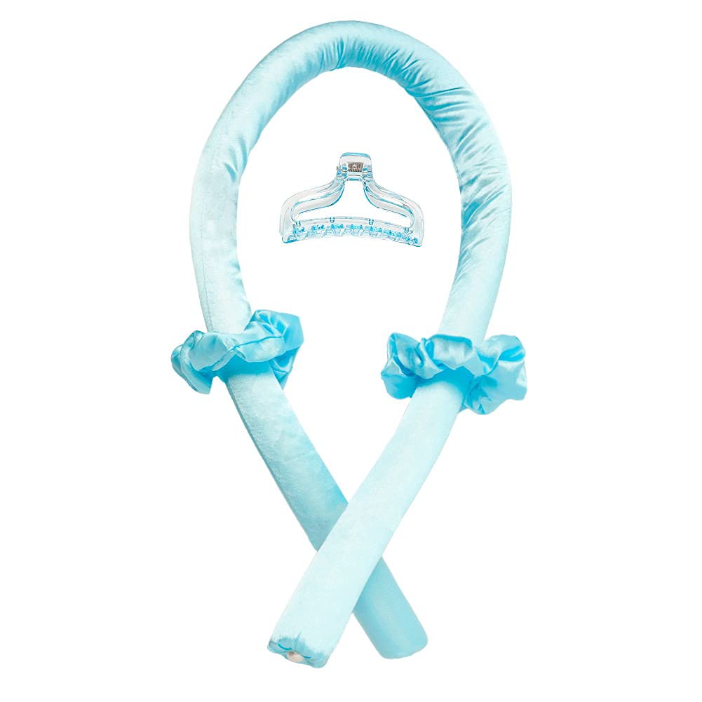 Heatless Curling Rod Headband No Heat Silk Ribbon Curling Rod Hair Roller Curls with Hair Claw Clip Lazy Natural Soft Wave DIY Hair Rollers Styling