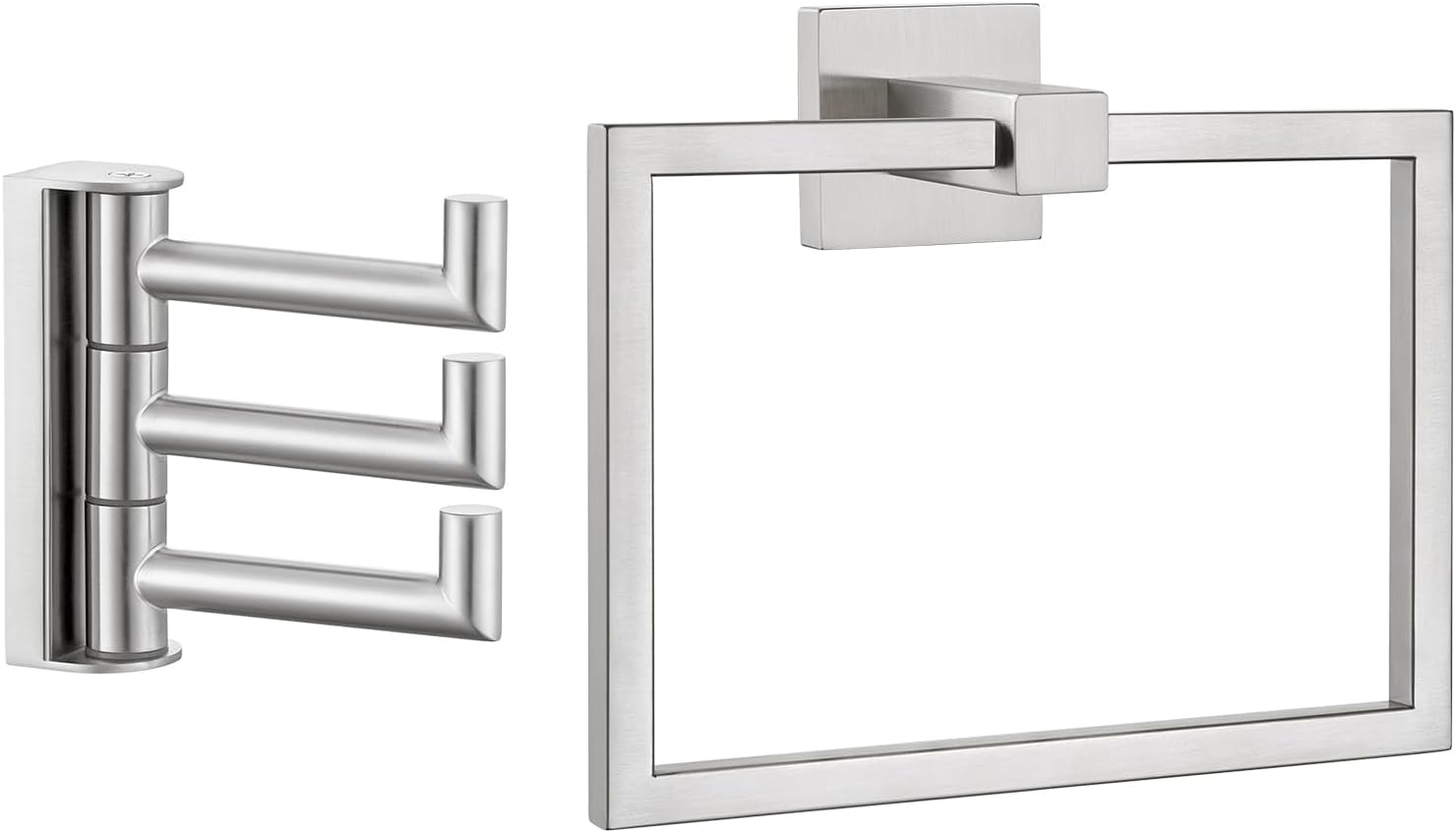 Angle Simple Swivel Triple Towel Hook Bundle with Swivel Hand Towel Holder (Brushed Nickel)