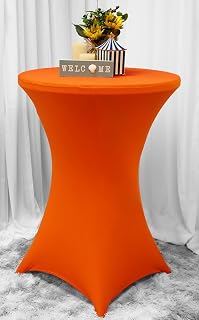 Wholesale (220 GSM) 36 in x 42 in Cocktail Highboy Spandex Stretch Fitted Round Table Cover Tablecloths Orange