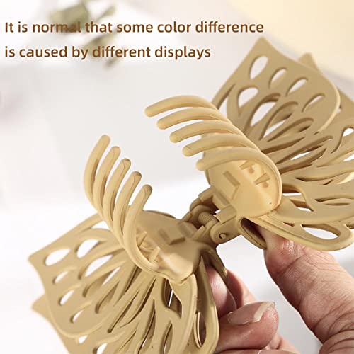 Butterfly Hair Clips Large Hair Claw Clips Medium Matte Hollow Butterfly Hairpins Clips Strong Hold Non-Slip Hair Catch Barrettes Clamps For Women Girls Hair Accessories 2 Pack（Black, Dark Yellow) #TOP5