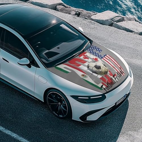 Image of 2026 Football Festival Car Hood Cover Stretch Car Hood Cover Wrap Fashion Car Bonnet Banner Automotive Hood Covers Accessory Decorative Universal Fit for Most Cars Sedans