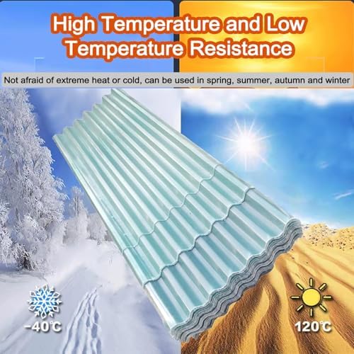 Fiberglass Corrugated Roof Panels - UV-Resistant, Heat-Insulating Daylight Panels for Greenhouse, Carport, Canopy - Durable Outdoor Coverage