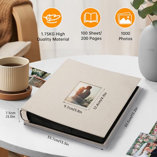 DazSpirit Photo Albums 6x4 Inch 1000 Pockets Slip In, Customizable Linen Cover Photo Album, Extra Large Capacity - Image 2