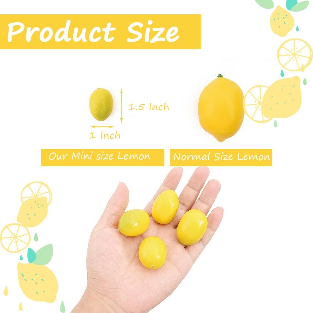 100PCS Mini Artificial Lemons Fake Fruit Simulation Lemon Decoration for Home Kitchen 1.5"x1"
