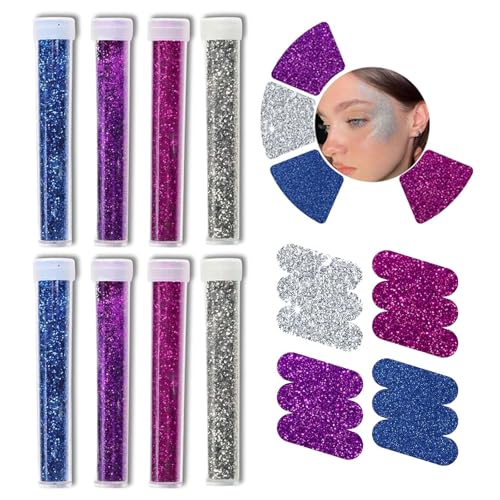 8 Pcs Glitter Tubes In Assorted Colours - Fine Sparkly Glitter Set For