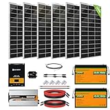 [Pro] ECO-WORTHY 1200W 24V 5.5KWH Lithium Battery Solar System Pro Off Grid: 6pcs 195W Bifacial Solar Panels+2Pcs 25.6V 100Ah Lithium Battery+60A MPPT Charge Controller+3000W Pure Sine Wave Inverter