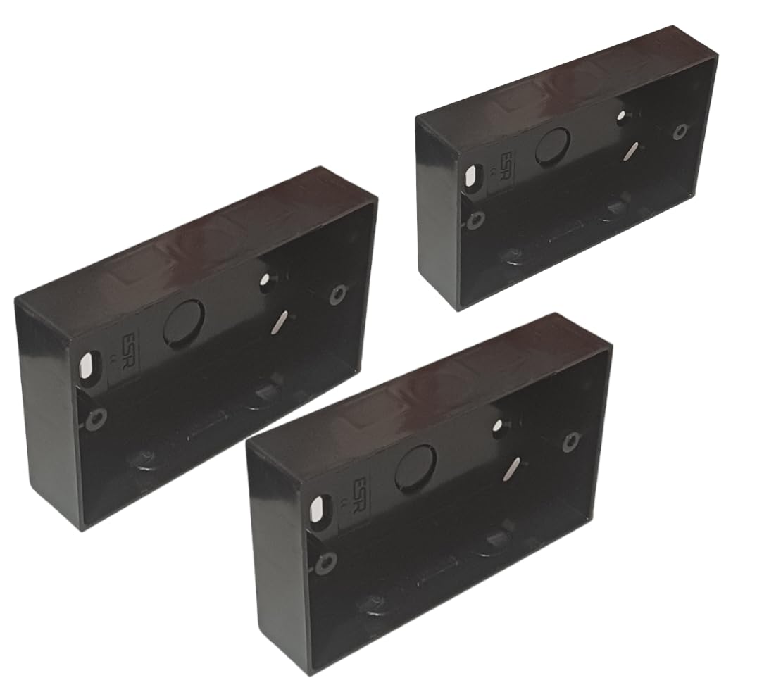 Black Electrical Surface Pattress Box (2 GANG 3 PACK)