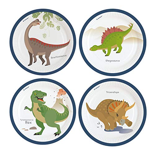 Vaisselle Amscan Lot De 8 Petites Assiettes Pour Anniversaire En Metal Motif Dinosaures Cuisine Maison