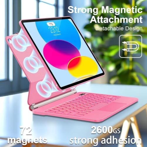 Image of for iPad (A16) 11th /10th Generation Case with Keyboard, Keyboard Case with Magnetic Stand,Detachable Case,Portrait & Typing Modes,Backlight with Multi-Touch Trackpad for iPad 11 &10.9 inch
