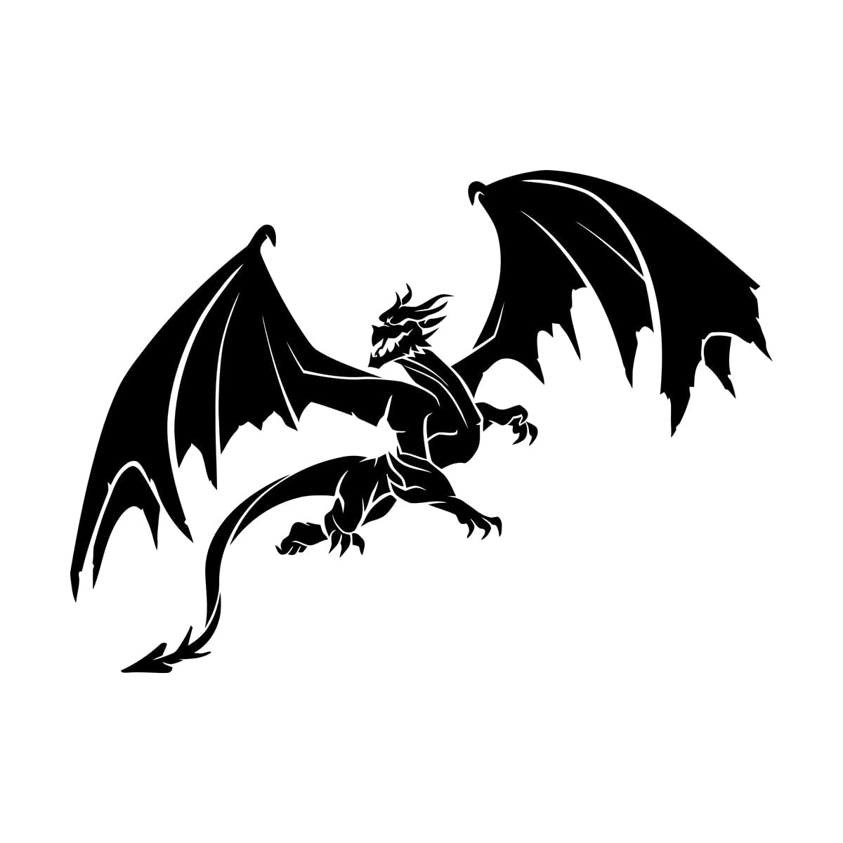 Wall Decals Paster Paper Dragon Wings Fantasy Magical 54x76.8cm It Won't Fall Off Large Black