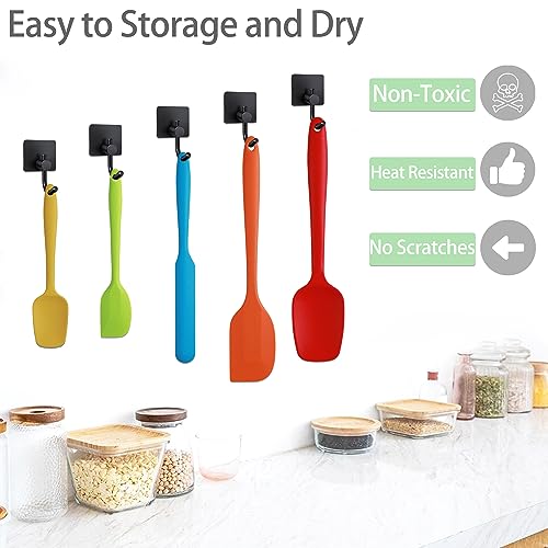 Silicone Spatula, 5 PCS High Heat Resistant Non-Stick Rubber Spatulas Set, Food Grade Baking Spatulas Kitchen Utensils for Baking, Cooking and Mixing - Image 6